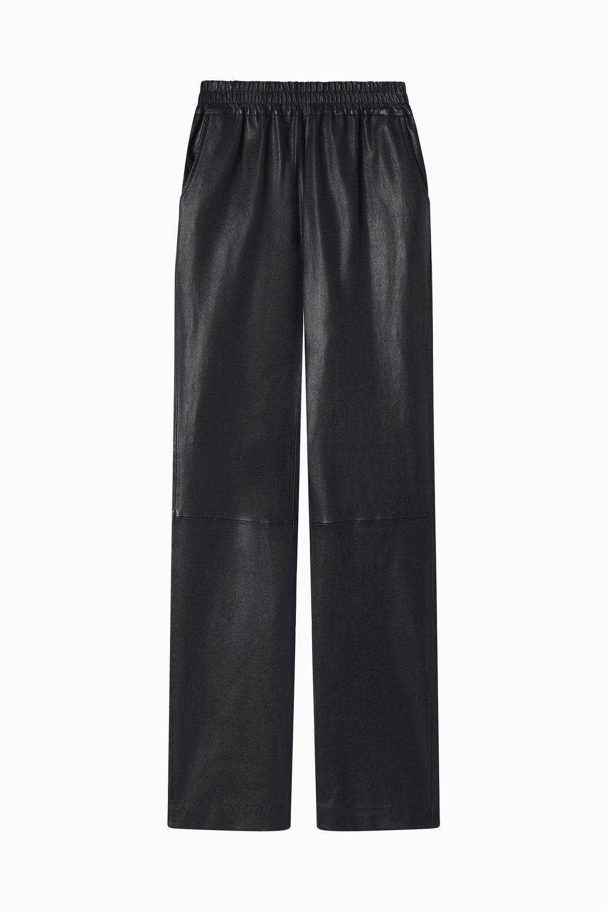 Stretch Leather Straight Leg Pant - Midnight Navy
