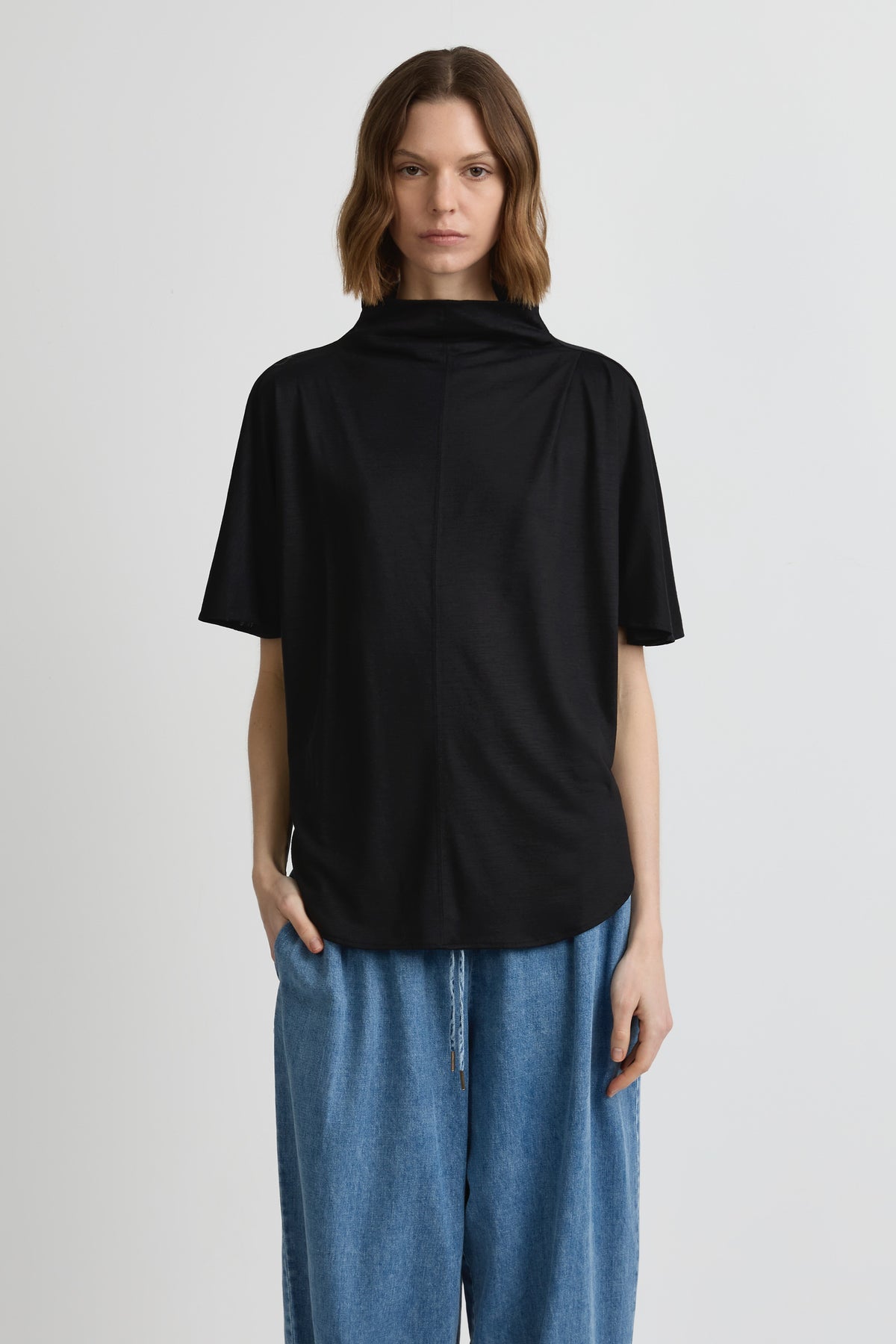 Merino Draped T - Black