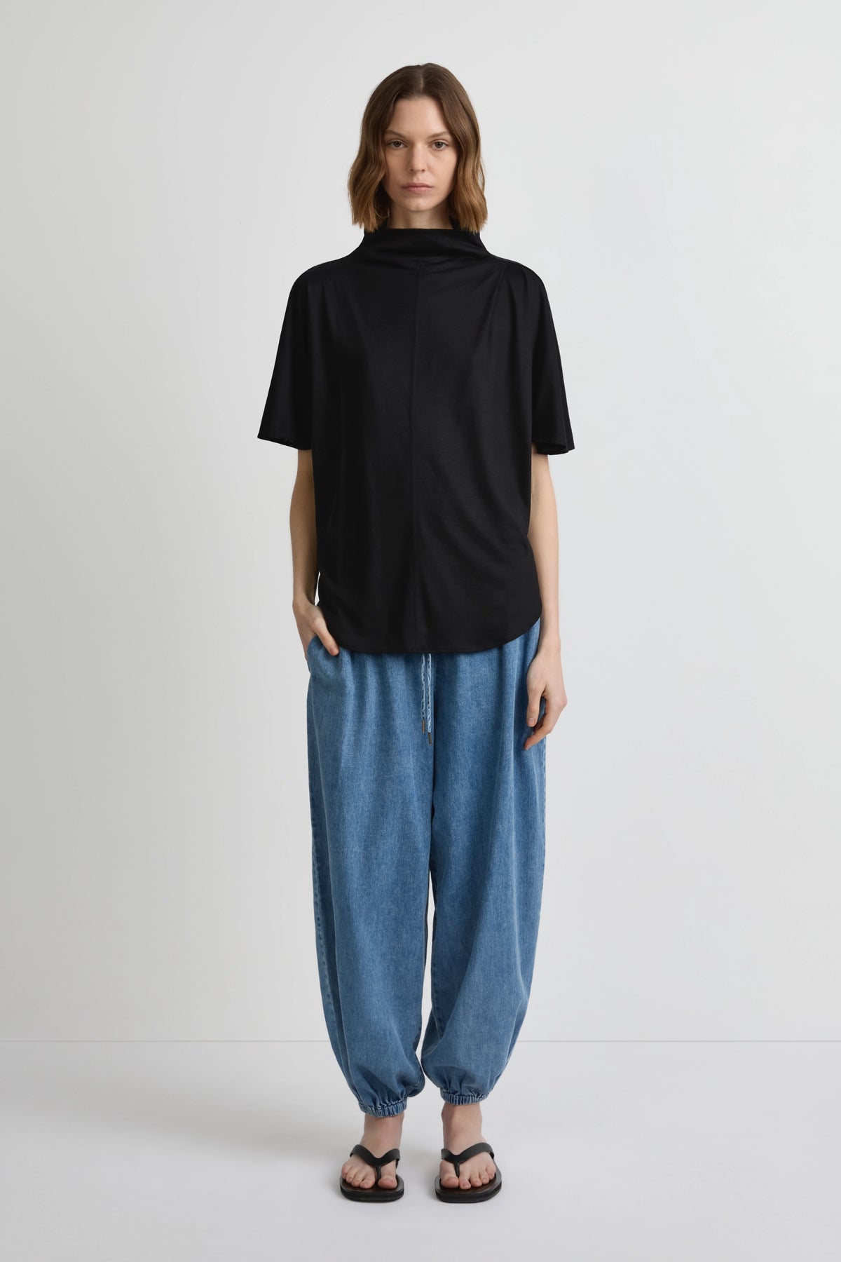 Merino Draped T - Black