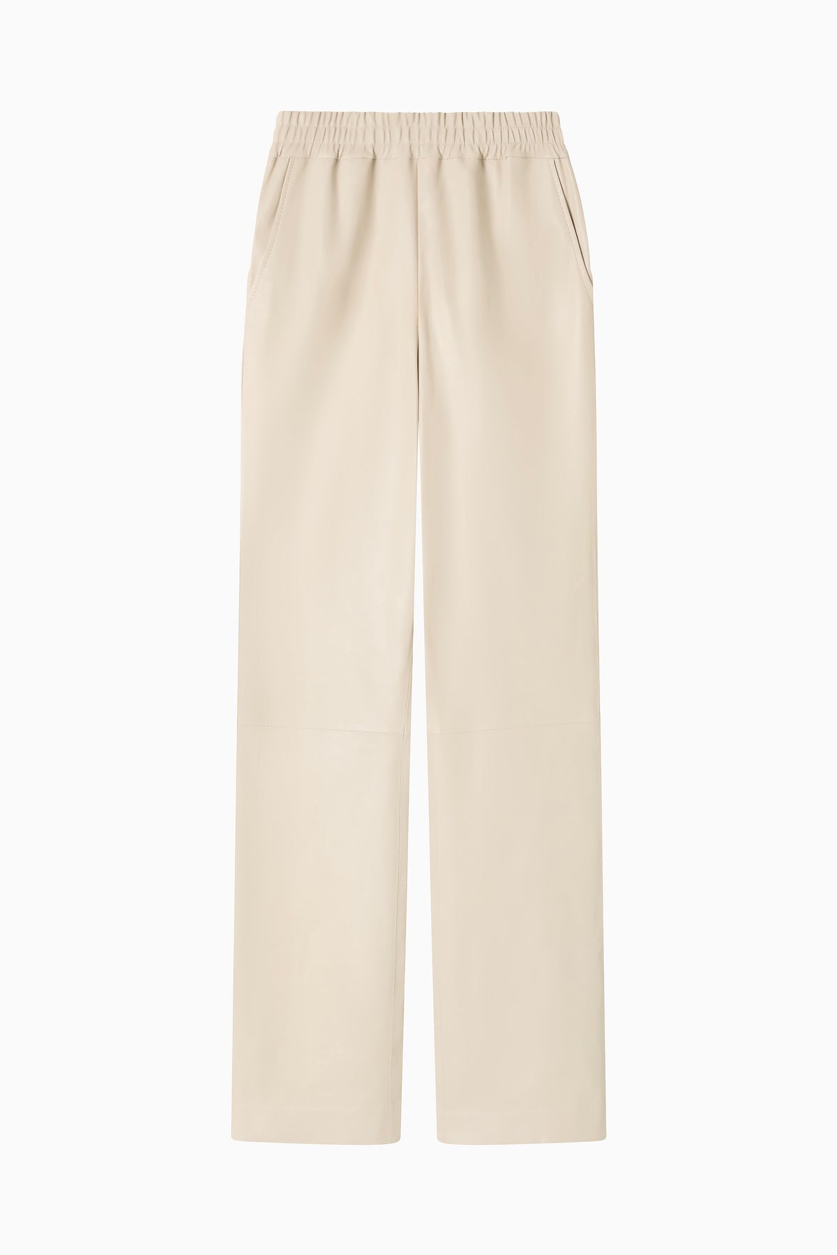 Stretch Leather Straight Leg Pant - Chalk