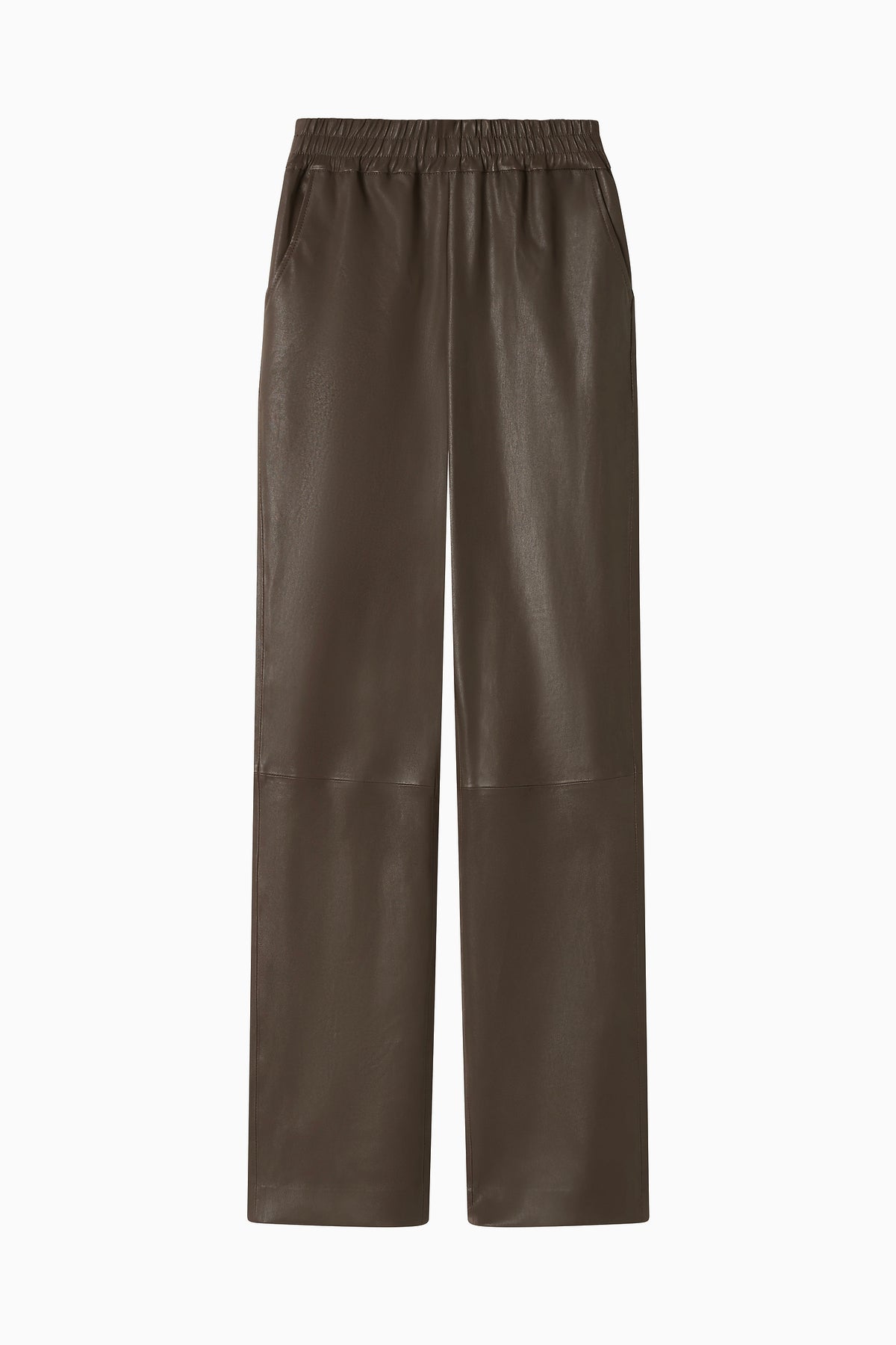 Stretch Leather Straight Leg Pant - Dark Moss