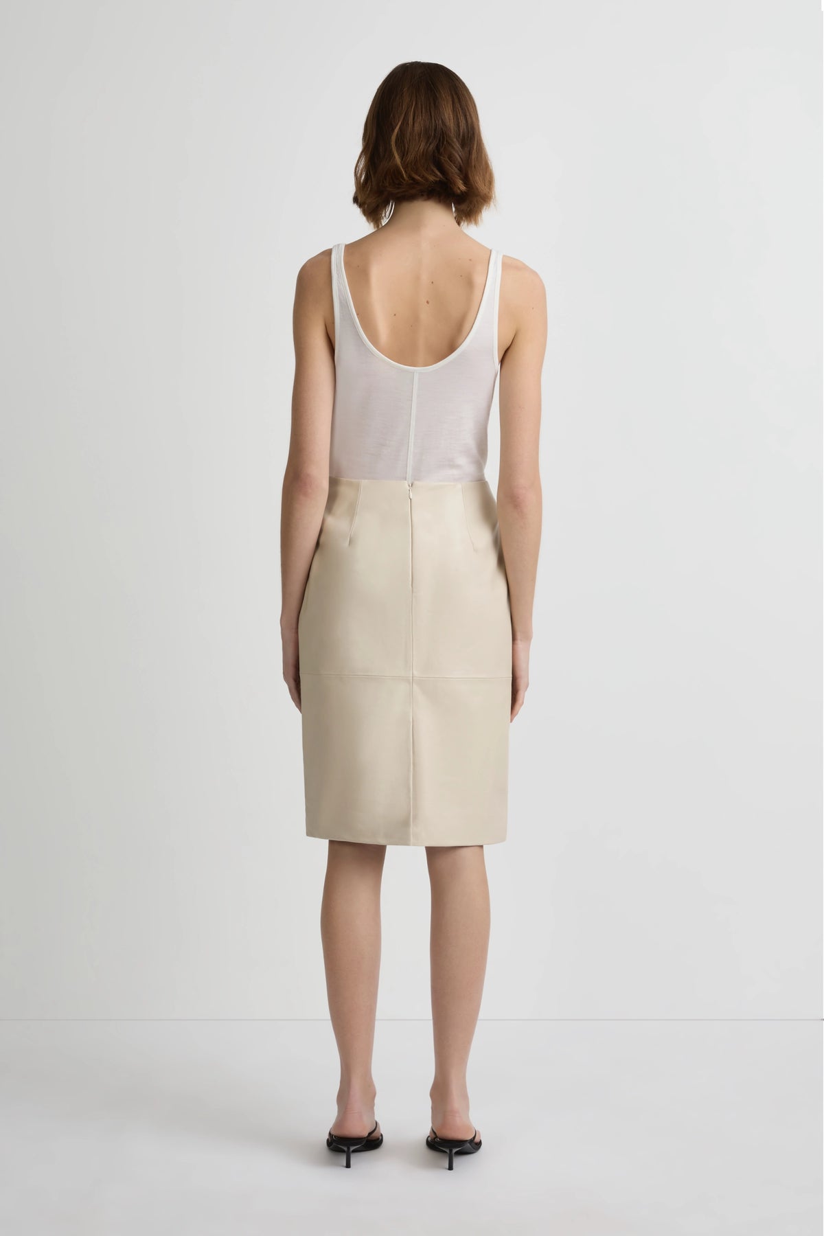 Leather Studio Skirt - Chalk