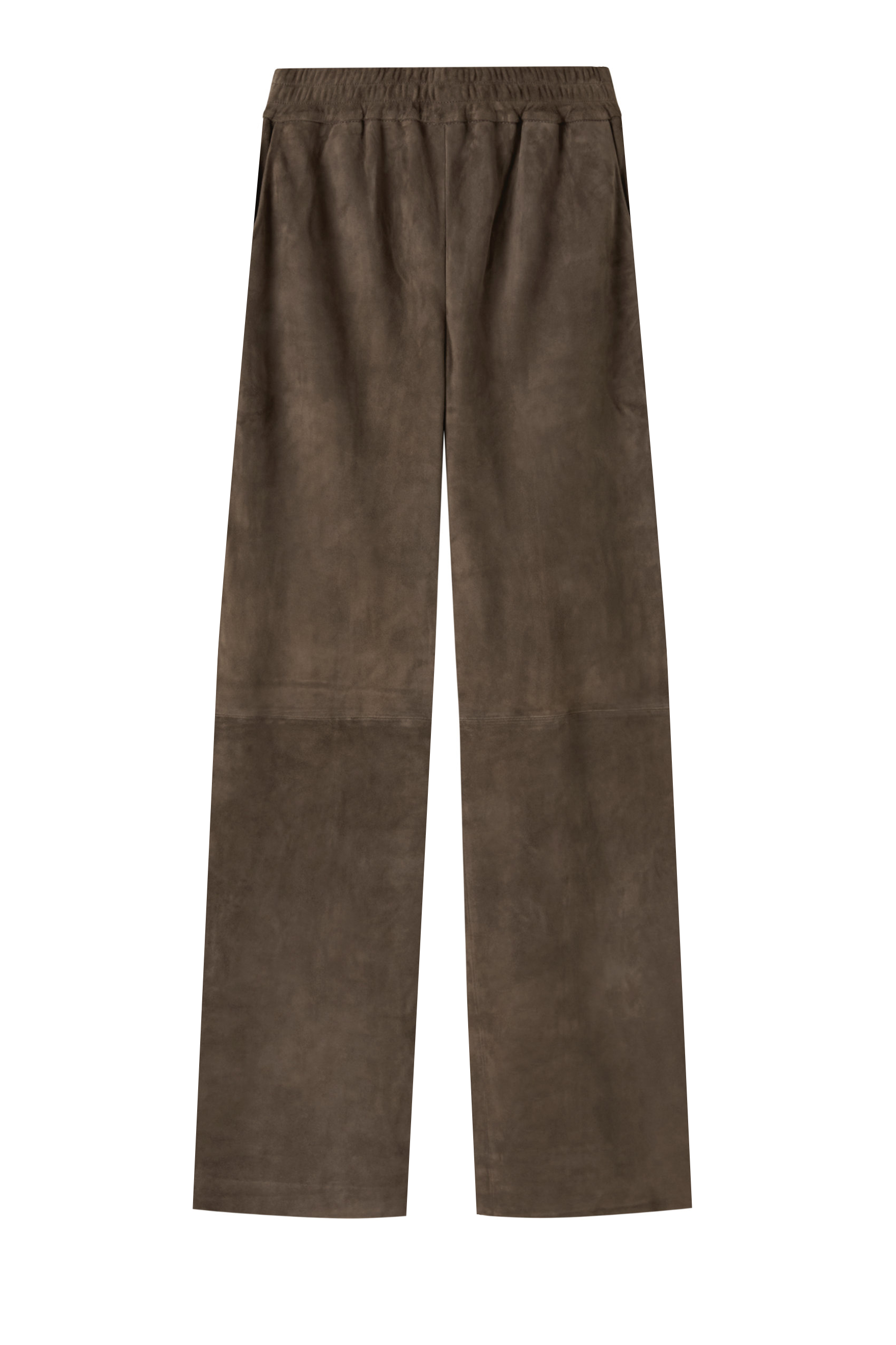 Relaxed Leather Pant - Dark Moss Suede