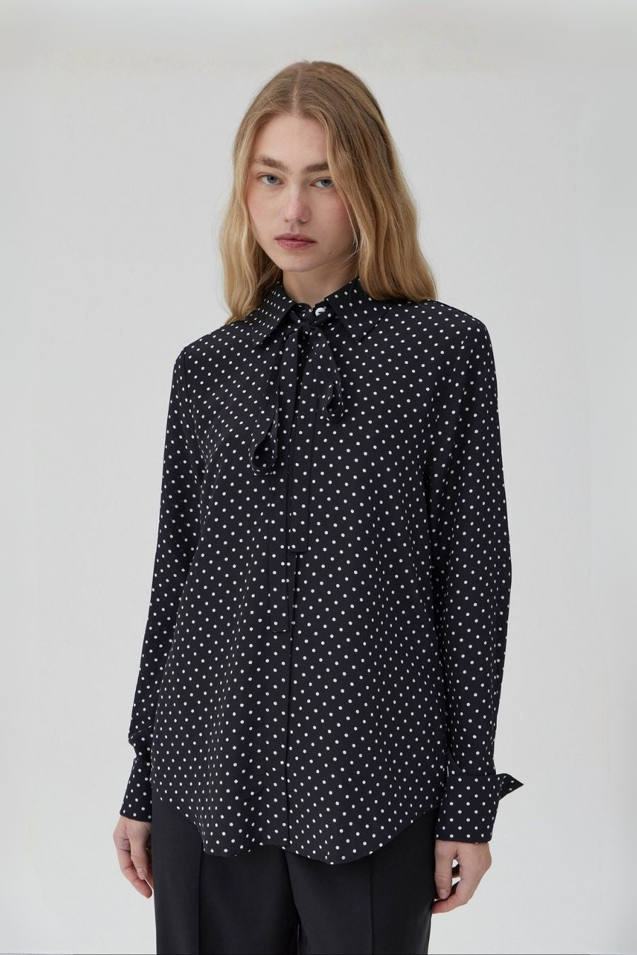 Perfect Shirt 2.0 - Polka Dot Black Silk