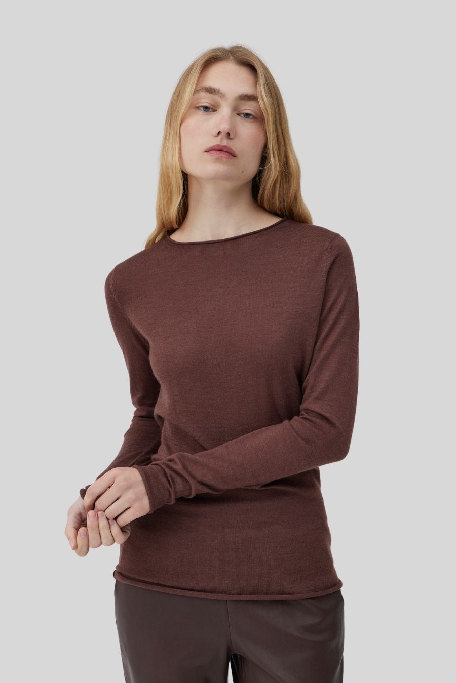 Cashmere Fitted Crew Neck - Amaranto