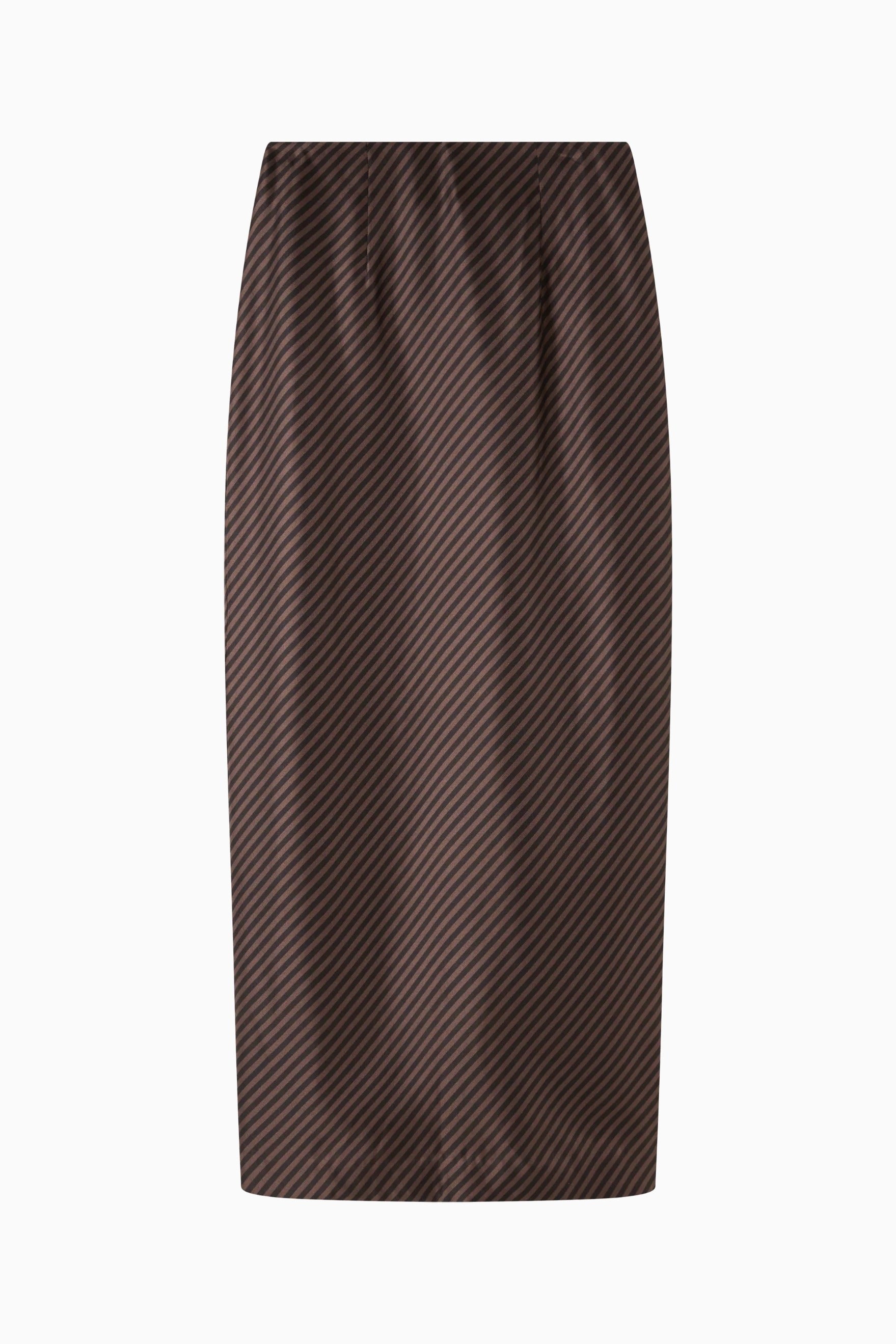 Column Skirt - Espresso Stripe Silk Twill flatlay
