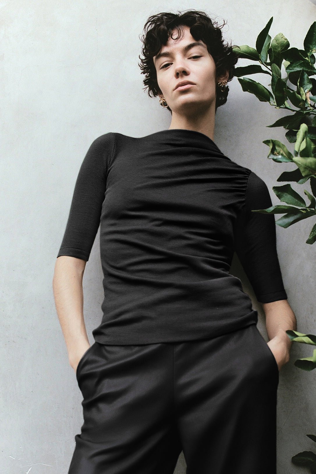 Merino Wool Twist Top - Black - Banded Together