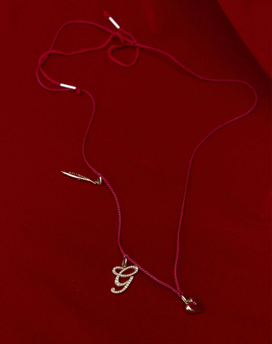 Meadowlark Red String Necklace - Silver (styled on velvet)