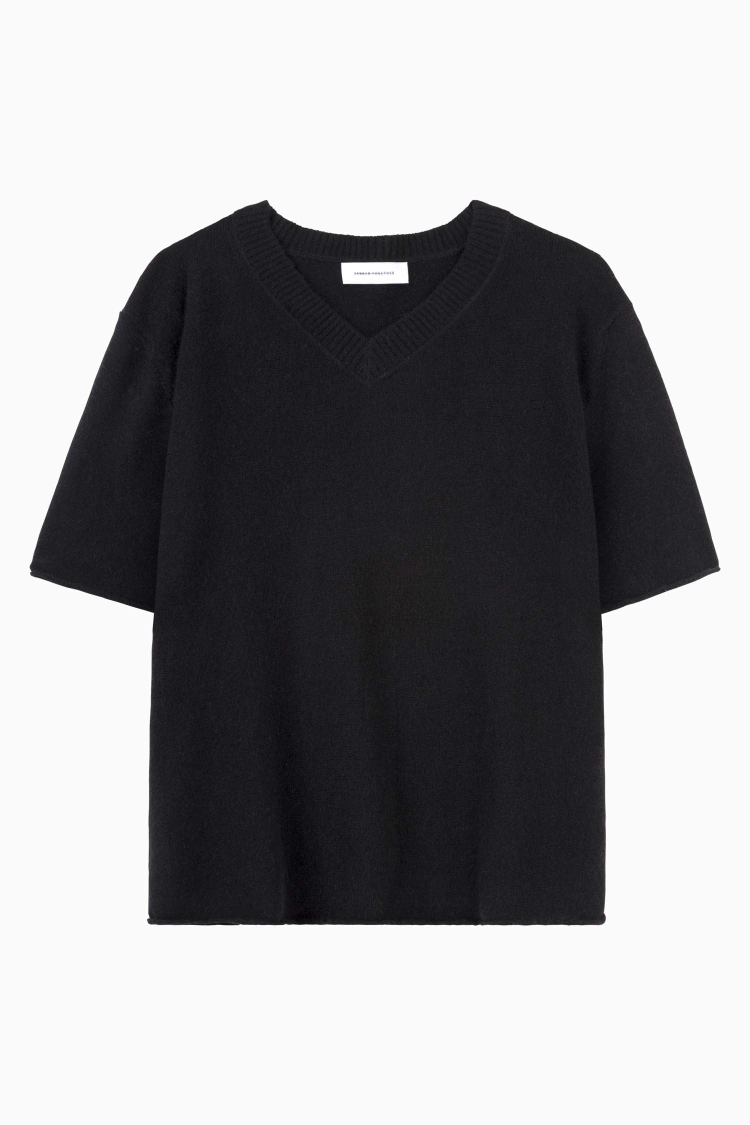 Shrunken V Neck Cashmere T - Black - Banded Together