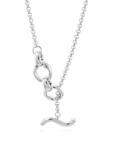 Wave Fob Silver Round Chain Necklace - Silver by Mineraleir