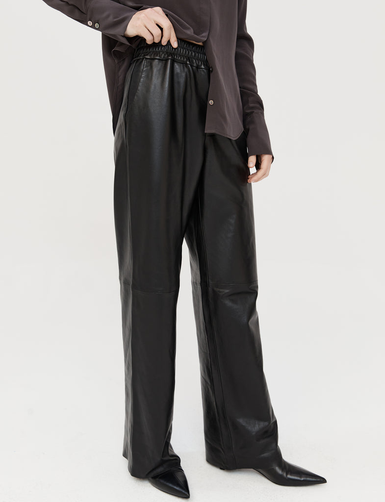 Relaxed Leather Pant - Black