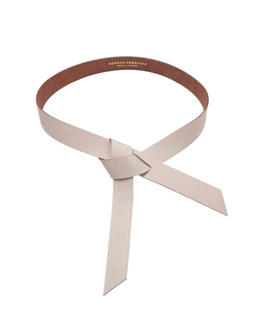 Leather Self Tie Belt - Natural