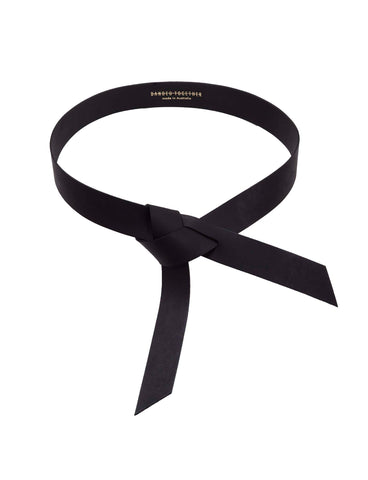 Leather Self Tie Belt - Black